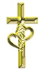 gold Christian cross tube heart3cr